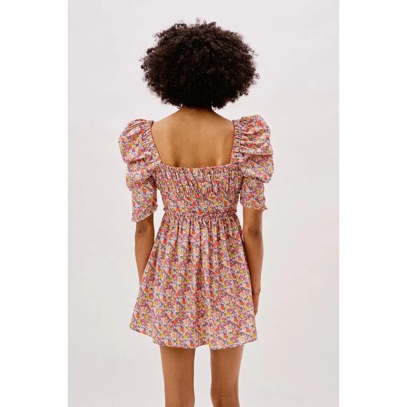 NWT For Love & Lemons Libby Mini Dress | Floral Pink Yellow | SZ M - Picture 3 of 15